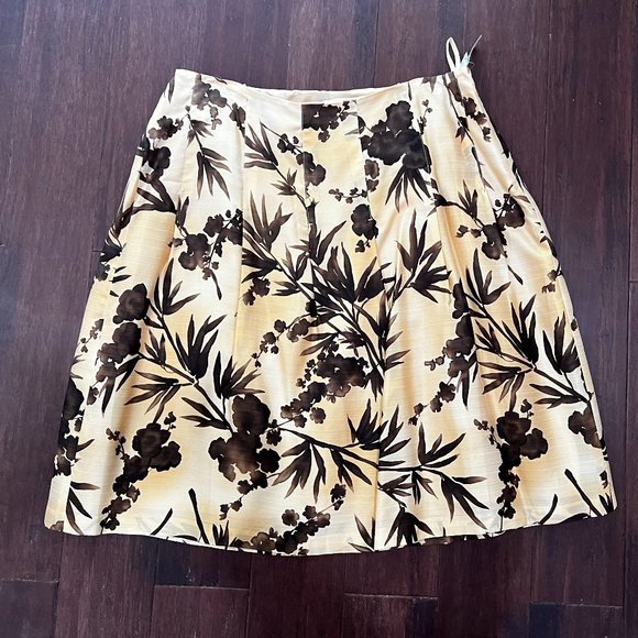 NWT - Talbots Womens Petite Skirt - Pleated Floral Silk Blend A-Line - Picture 1 of 8